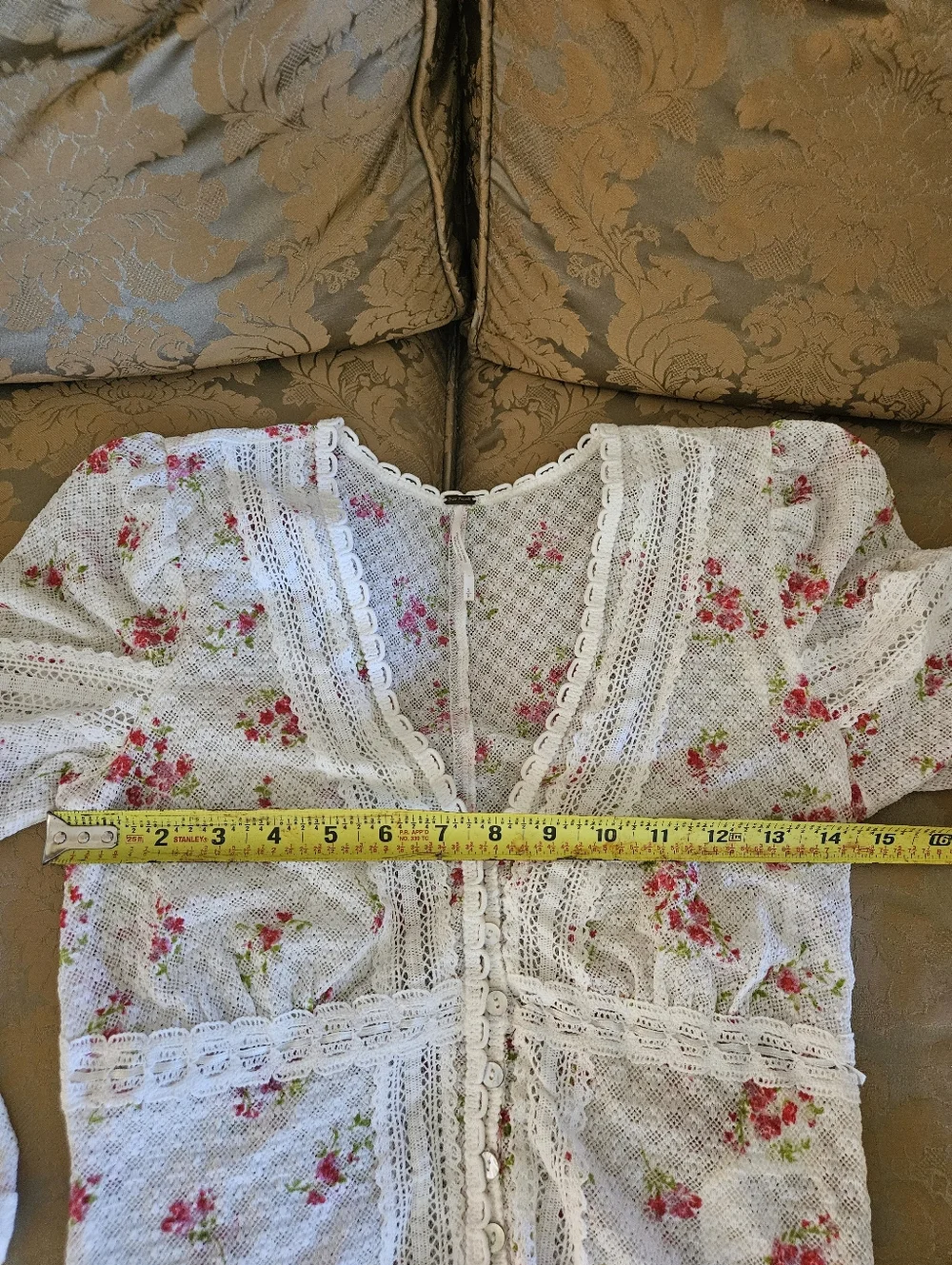 NWOT Free People White/Pink Floral LaceCrop Top - Picture 11 of 17